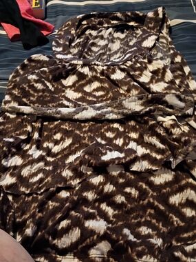 AB Studio Brown & Cream Animal-Print Top